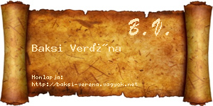 Baksi Veréna névjegykártya